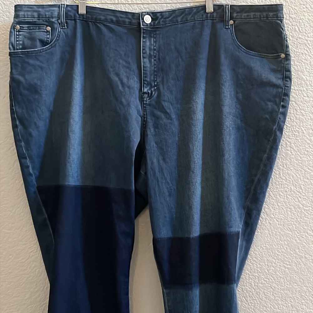 Eloquii Shadow Patch Skinny Jeans Patchwork Wash … - image 3